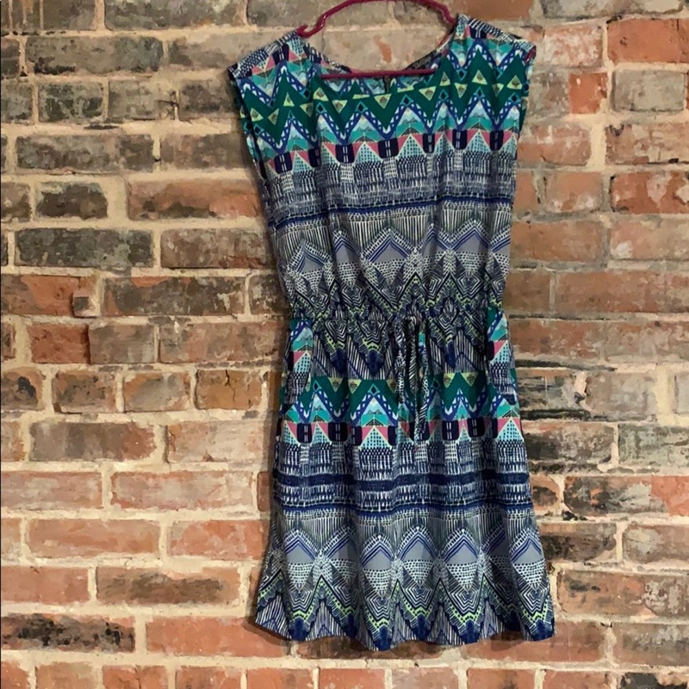 Multi-colored Pattern Dress (w/ pockets!)
